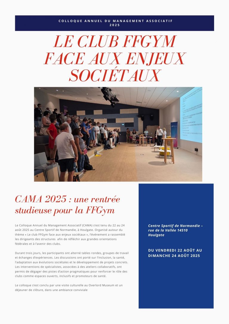 CAMA 2025: Le club FFGym face aux enjeux sociétaux 